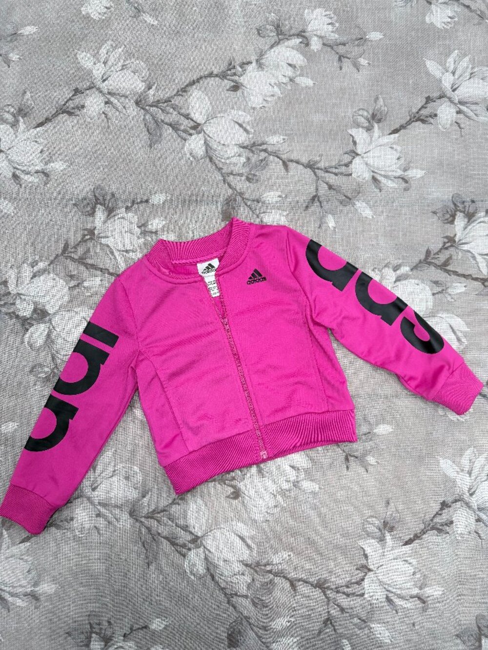 adidas Toddler 4T Hot Pink Zip Track Jacket Logo Sleeve Athletic Activewear